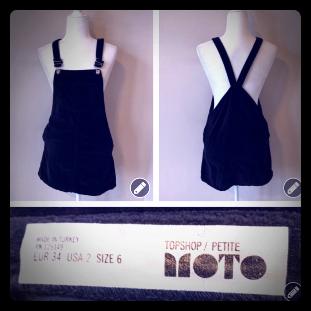 Topshop moto velvet overall dress